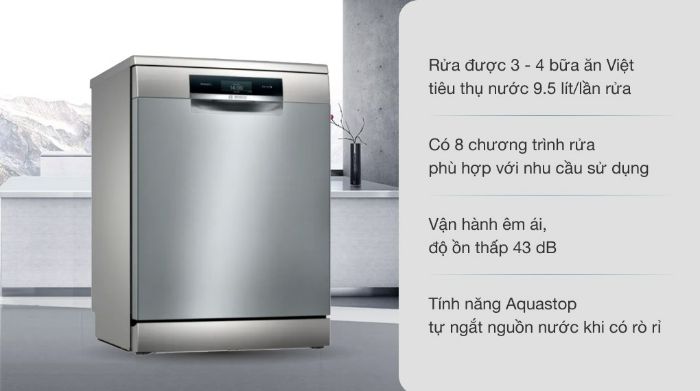 Máy rửa bát Bosch SMS8YCI01E Serie 8 kết nối Homeconnect tiện lợi